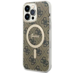 Guess GUHMP15XH4STW Apple iPhone 15 Pro Max 6.7" rudos spalvos kietas dėklas IML 4G MagSafe