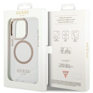 Guess GUHMP15LHTRMD Apple iPhone 15 Pro 6.1" gold kietas dėklas Metal Outline Magsafe - Image 8