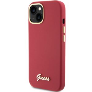 Guess GUHCP15SSMBSLM Apple iPhone 15 / 14 / 13 6.1" magenta kietas dėklas Silicone Script Metal Logo & Frame - Image 2