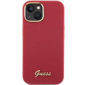 Guess GUHCP15SSMBSLM Apple iPhone 15 / 14 / 13 6.1" magenta kietas dėklas Silicone Script Metal Logo & Frame - Image 3