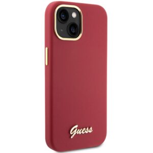 Guess GUHCP15SSMBSLM Apple iPhone 15 / 14 / 13 6.1" magenta kietas dėklas Silicone Script Metal Logo & Frame - Image 4