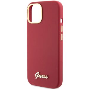 Guess GUHCP15SSMBSLM Apple iPhone 15 / 14 / 13 6.1" magenta kietas dėklas Silicone Script Metal Logo & Frame - Image 6