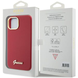 Guess GUHCP15SSMBSLM Apple iPhone 15 / 14 / 13 6.1" magenta kietas dėklas Silicone Script Metal Logo & Frame - Image 8