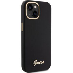 Guess GUHCP15SSMBSLK Apple iPhone 15 / 14 /13 6.1" juodos spalvos kietas dėklas Silicone Script Metal Logo & Fram - Image 4