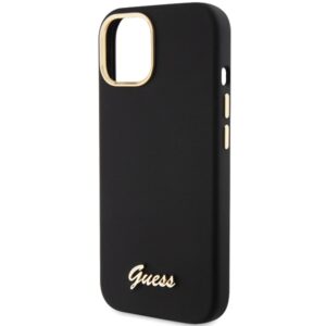 Guess GUHCP15SSMBSLK Apple iPhone 15 / 14 /13 6.1" juodos spalvos kietas dėklas Silicone Script Metal Logo & Fram - Image 6
