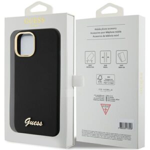 Guess GUHCP15SSMBSLK Apple iPhone 15 / 14 /13 6.1" juodos spalvos kietas dėklas Silicone Script Metal Logo & Fram - Image 8