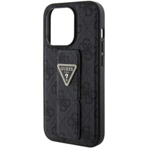 Guess GUHCP15XPGS4TDK Apple iPhone 15 Pro Max 6.7" juodos spalvos kietas dėklas Grip Stand 4G Triangle Strass - Image 7