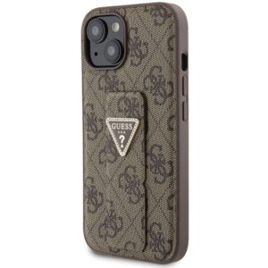 Guess GUHCP15SPGS4TDW Apple iPhone 15 / 14 / 13 6.1" rudos spalvos kietas dėklas Grip Stand 4G Triangle Strass - Image 2
