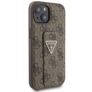 Guess GUHCP15SPGS4TDW Apple iPhone 15 / 14 / 13 6.1" rudos spalvos kietas dėklas Grip Stand 4G Triangle Strass - Image 4