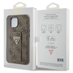Guess GUHCP15SPGS4TDW Apple iPhone 15 / 14 / 13 6.1" rudos spalvos kietas dėklas Grip Stand 4G Triangle Strass - Image 8