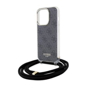 Guess GUHCP15LHC4SEK Apple iPhone 15 Pro 6.1" juodos spalvos kietas dėklas Crossbody Cord 4G Print - Image 5