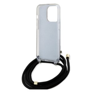 Guess GUHCP15LHC4SEK Apple iPhone 15 Pro 6.1" juodos spalvos kietas dėklas Crossbody Cord 4G Print - Image 6