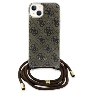Guess GUHCP15SHC4SEW Apple iPhone 15 / 14 / 13 6.1" rudos spalvos kietas dėklas Crossbody Cord 4G Print - Image 2