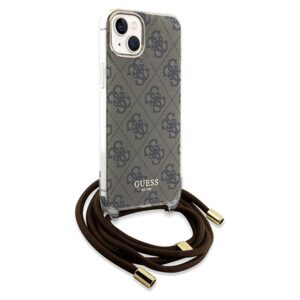 Guess GUHCP15SHC4SEW Apple iPhone 15 / 14 / 13 6.1" rudos spalvos kietas dėklas Crossbody Cord 4G Print - Image 3