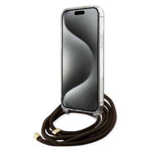Guess GUHCP15SHC4SEW Apple iPhone 15 / 14 / 13 6.1" rudos spalvos kietas dėklas Crossbody Cord 4G Print - Image 4