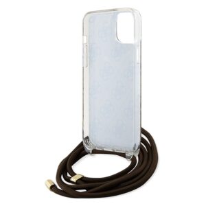 Guess GUHCP15SHC4SEW Apple iPhone 15 / 14 / 13 6.1" rudos spalvos kietas dėklas Crossbody Cord 4G Print - Image 6