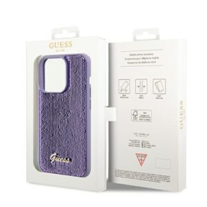 Guess GUHCP14XPSFDGSU Apple iPhone 14 Pro Max 6.7" violetinės spalvos kietas dėklas Sequin Script Metal - Image 8