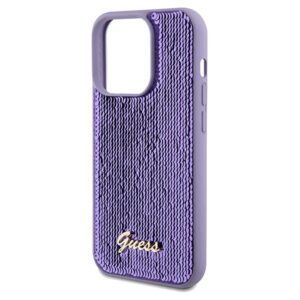 Guess GUHCP14XPSFDGSU Apple iPhone 14 Pro Max 6.7" violetinės spalvos kietas dėklas Sequin Script Metal - Image 6