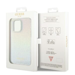 Guess GUHCP13LHDECMI Apple iPhone 13 Pro / 13 kietas dėklas IML Faceted Mirror Disco Iridescent - Image 8