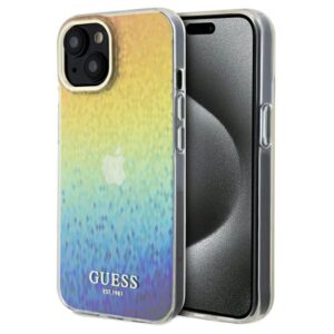 Guess GUHCP14SHDECMI Apple iPhone 14 / 15 / 13 6.1" kietas dėklas IML Faceted Mirror Disco Iridesc - Image 1