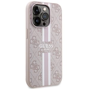 Guess GUHMP15LP4RPSP Apple iPhone 15 Pro 6.1" rožinės spalvos kietas dėklas 4G Printed Stripes MagSafe - Image 4