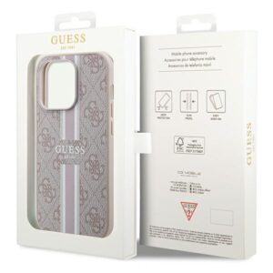 Guess GUHMP15LP4RPSP Apple iPhone 15 Pro 6.1" rožinės spalvos kietas dėklas 4G Printed Stripes MagSafe - Image 8