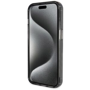 Guess GUHMP14LHRSGSK Apple iPhone 14 Pro 6.1" juodos spalvos kietas dėklas Ring Stand Script Glitter MagSafe - Image 5