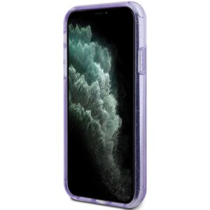 Guess GUHMN61HRSGSU Apple iPhone 11 / Xr 6.1" violetinės spalvos kietas dėklas Ring Stand Script Glitter MagSafe - Image 5