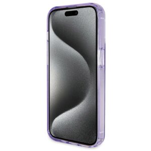 Guess GUHMP13LHRSGSU Apple iPhone 13 Pro / 13 6.1"violetinės spalvos kietas dėklas Ring Stand Script Glitter MagS - Image 5