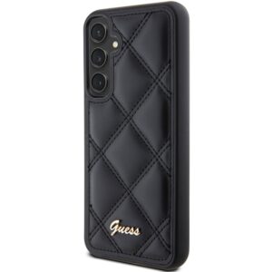 Guess GUHCS23FEPSQSQSK S23 FE S711 juodos spalvos kietas dėklas Quilted Metal Logo - Image 2