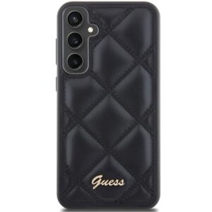 Guess GUHCS23FEPSQSQSK S23 FE S711 juodos spalvos kietas dėklas Quilted Metal Logo - Image 3