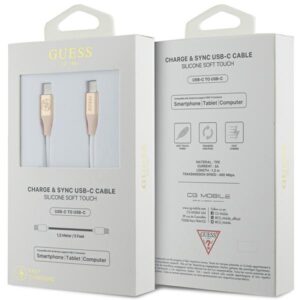 Guess GUCCLALRGDD kabelis USB-C - USB-C1.5m Fast Charging light gold Ebossed Logo - Image 2