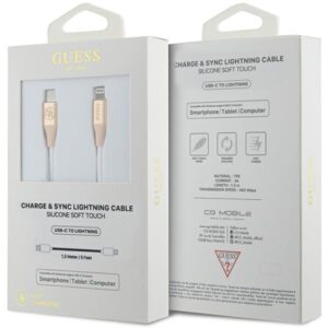 Guess GULMARG USB-C kabelis -Lightning 1.5m Fast Charging light gold Embossed Logo - Image 2