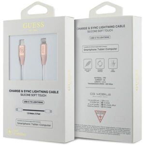 Guess GUCLLALRGDP USB-C Kabelis -Lightning 1.5m Fast Charging pink Ebossed Logo - Image 2
