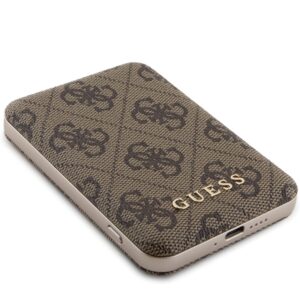 Guess Inductive Powerbank 15W GUPB5FP4EMGW 5000mAh rudos spalvos 4G Leather Metal Logo MagSafe - Image 3