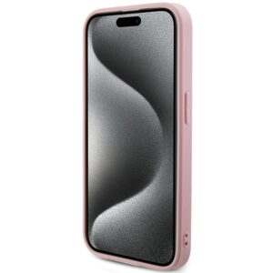 Guess GUHCP14XPSAIRSP Apple iPhone 14 Pro Max 6.7" rožinės spalvos kietas dėklas Saffiano Iridescent Script - Image 5