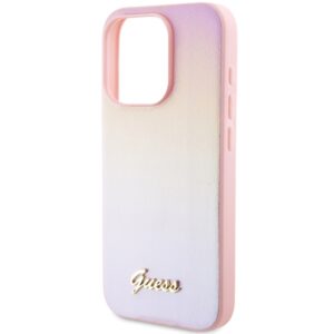 Guess GUHCP14XPSAIRSP Apple iPhone 14 Pro Max 6.7" rožinės spalvos kietas dėklas Saffiano Iridescent Script - Image 6