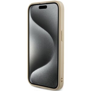 Guess GUHCP14LPSAIRSD Apple iPhone 14 Pro 6.1" gold kietas dėklas Saffiano Iridescent Script - Image 5