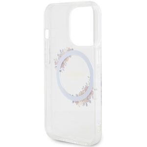 Guess GUHMP15XHFWFCT Apple iPhone 15 Pro Max 6.7" skaidrus kietas dėklas IML Flowers Wreatch MagSafe - Image 7