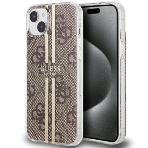 Guess GUHCP15MH4PSEGW Apple iPhone 15 Plus /14 Plus 6.7" rudos spalvos kietas dėklas IML 4G Gold Stripe