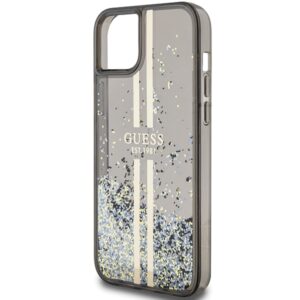 Guess GUHCP15MLFCSEGK Apple iPhone 15 Plus /14 Plus 6.7" juodos spalvos kietas dėklas Liquid Glitter Gold Stripes - Image 6