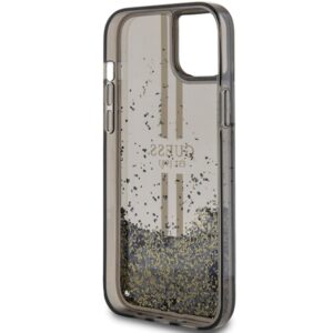 Guess GUHCP15MLFCSEGK Apple iPhone 15 Plus /14 Plus 6.7" juodos spalvos kietas dėklas Liquid Glitter Gold Stripes - Image 7