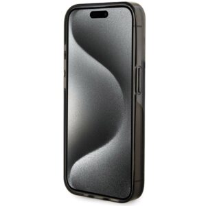 Guess GUHCP15LLFCSEGK Apple iPhone 15 Pro 6.1" juodos spalvos kietas dėklas Liquid Glitter Gold Stripes - Image 5