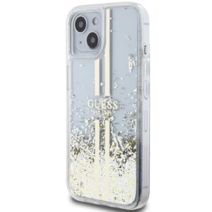 Guess GUHCP15MLFCSEGT Apple iPhone 15 Plus /14 Plus 6.7" skaidrus kietas dėklas Liquid Glitter Gold Stripes - Image 2