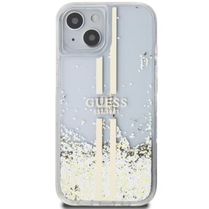 Guess GUHCP15MLFCSEGT Apple iPhone 15 Plus /14 Plus 6.7" skaidrus kietas dėklas Liquid Glitter Gold Stripes - Image 3