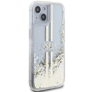 Guess GUHCP15MLFCSEGT Apple iPhone 15 Plus /14 Plus 6.7" skaidrus kietas dėklas Liquid Glitter Gold Stripes - Image 4