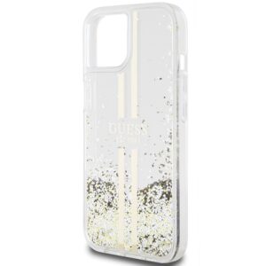 Guess GUHCP15MLFCSEGT Apple iPhone 15 Plus /14 Plus 6.7" skaidrus kietas dėklas Liquid Glitter Gold Stripes - Image 6