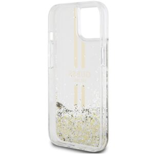 Guess GUHCP15MLFCSEGT Apple iPhone 15 Plus /14 Plus 6.7" skaidrus kietas dėklas Liquid Glitter Gold Stripes - Image 7