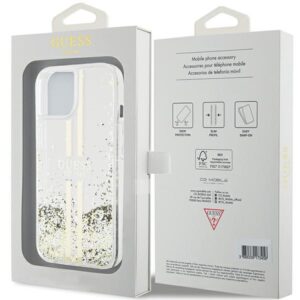 Guess GUHCP15MLFCSEGT Apple iPhone 15 Plus /14 Plus 6.7" skaidrus kietas dėklas Liquid Glitter Gold Stripes - Image 8