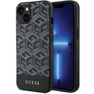 Guess GUHMP15SHGCFSEK Apple iPhone 15 / 14 /13 6.1" juodos spalvos kietas dėklas GCube Stripes MagSafe